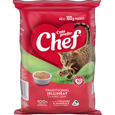 Chef Traditional Jellimeat Classic Loaf Pouches Cat Food 4 x 100g