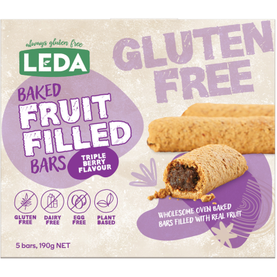 Leda Baked Fruit Filled Triple Berry Bars 5 x 38g