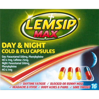 Lemsip Max Day & Night Cold & Flu Capsules 16pk