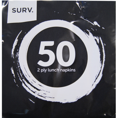 Surv Black 2 Ply Lunch Napkins ea