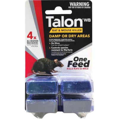 Talon Rat & Mouse Killer Pest Control 4 Wax Blocks 72g