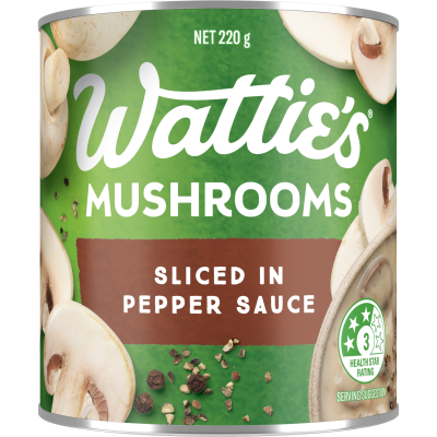 Wattie's Sliced Mushrooms In Pepper Sauce 220g