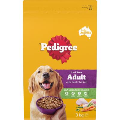 Pedigree Adult 1-7 Years With Real Chicken Dry Dog Food 3kg