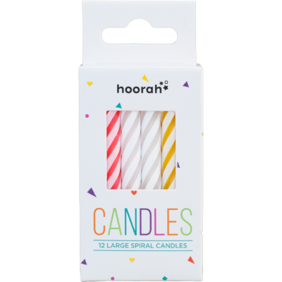 Hoorah Large Spiral Candles 12pk