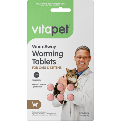 VitaPet WormAway Worming Tablets for Cats and Kittens 6pk