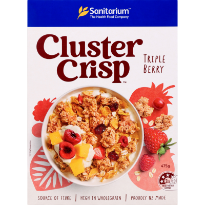 Sanitarium Triple Berry Cluster Crisp Breakfast Cereal 475g