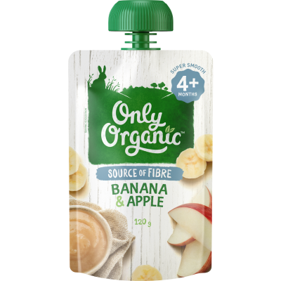 Only Organic Banana & Apple 4+ Months 120g