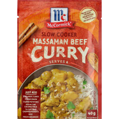 McCormick Slow Cookers Massaman Beef Curry Recipe Base 40g