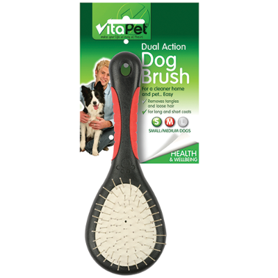 VitaPet Dual Action Dog Brush Small/Medium 1pk