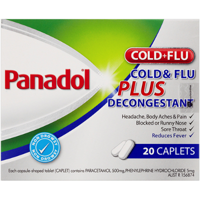 Panadol Cold & Flu Max Plus Decongestant Caplets 20pk