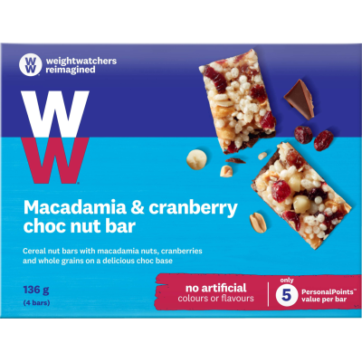 Weight Watchers Macadamia & Cranberry Choc Nut Bar 4 x 34g