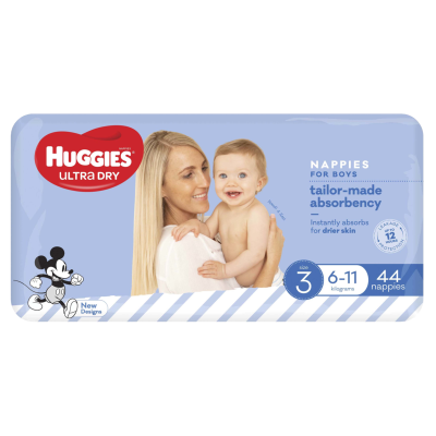 Huggies Ultra Dry Nappies Boys Size 3 6-11kg 44pk