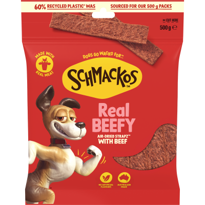 Schmackos Real Beefy Air-Dried Strapz Dog Treats 500g