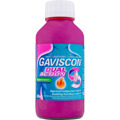 Gaviscon Dual Action Peppermint Heartburn & Indigestion Relief Liquid 300ml