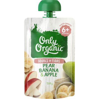 Only Organic Pear Banana & Apple 6+ Months 120g