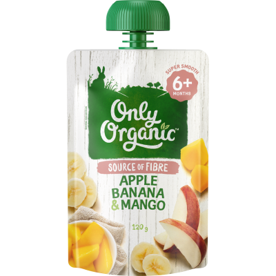 Only Organic Apple Banana & Mango 6+ Months 120g