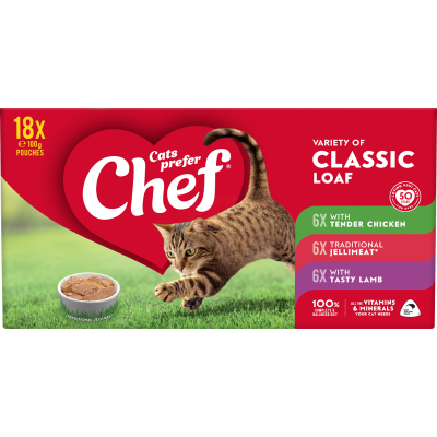 Chef Variety of Classic Loaf Pouches Cat Food 18 x 100g