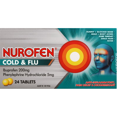 Nurofen Cold & Flu Pe 200mg Ibuprofen Tablets 24pk