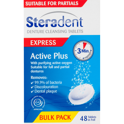 Steradent Express Active Plus Denture Cleansing Tablets 48pk
