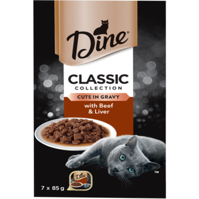 Dine Classic Collection Cuts In Gravy with Beef & Liver Wet Cat Food 7 x 85g