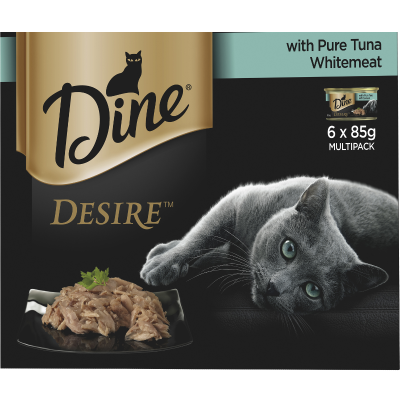 Dine Desire Pure Tuna Whitemeat Wet Cat Food 6pk