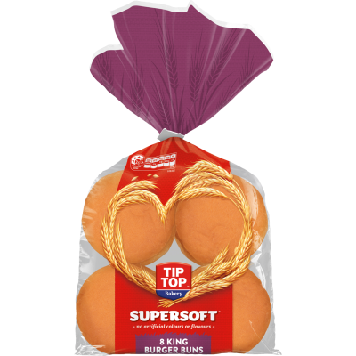 Tip Top Supersoft King Hamburger Buns 8pk