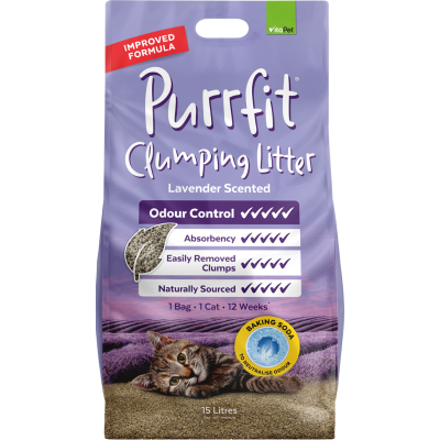 VitaPet Purrfit Lavender Scented Clumping Litter 15l