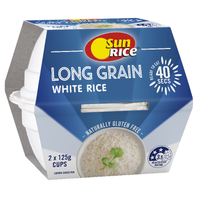 SunRice Long Grain White Rice Quick Cups 2 x 125g