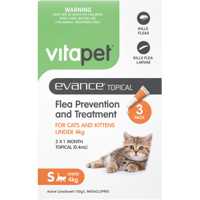 VitaPet Evance Topical Flea Prevention And Treatment for Cats And Kittens under 4kg 3pk