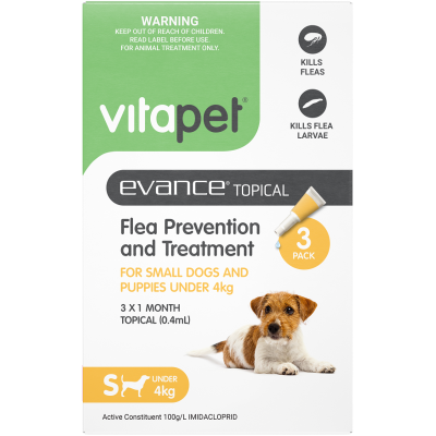 VitaPet Evance Topical Flea Prevention And Treatment for Small Dogs and Puppies under 4kg 3pk