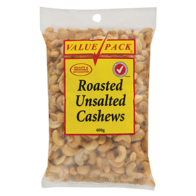 Value Pack Roasted Unsalted Cashews 400g