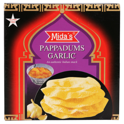 Mida's Garlic Pappadums 110g