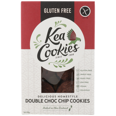 Kea Cookies Gluten Free Vegan Delicious Homestyle Double Choc Chip Cookies 250g