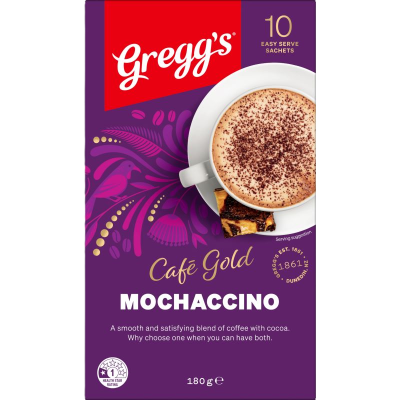 Gregg's Cafe Gold Coffee Mochaccino Sachets 10pk
