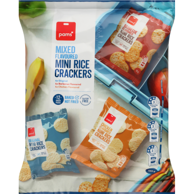 Pams Mixed Flavoured Mini Rice Crackers 12 x 15g