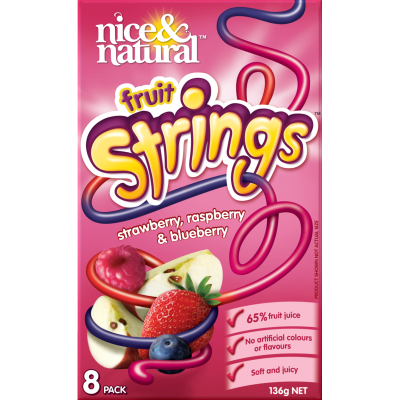 Nice & Natural Strings Fruit Snacks 8 x 17g