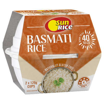 SunRice Basmati Rice Quick Cups 2 x 120g