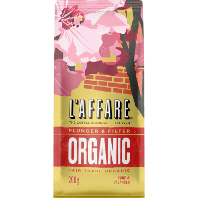 L'affare Plunger & Filter Organic Fair Trade Coffee 200g