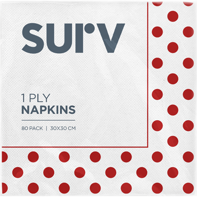 Surv Luncheon 1 Ply Red Polka Dot Napkins 80pk