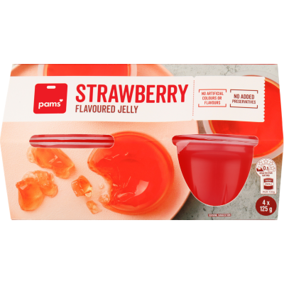 Pams Strawberry Flavoured Jelly Cups 4 x 125g