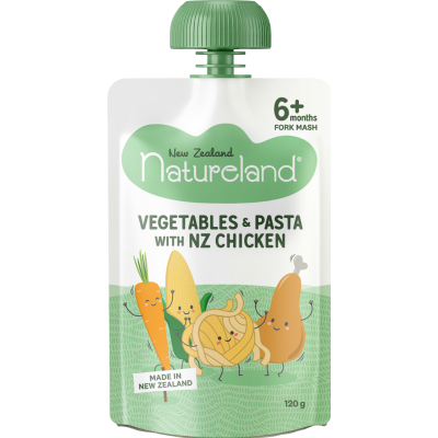 Natureland Vegetables & Pasta With NZ Chicken 6+ Months 120g