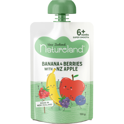 Natureland Banana & Berries With NZ Apple 6+ Months 120g