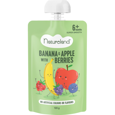 Natureland Banana & Apple With Berries 6+ Months 120g
