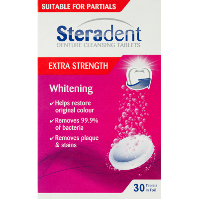 Steradent Extra Strength Whitening Denture Cleansing Tablets 30pk