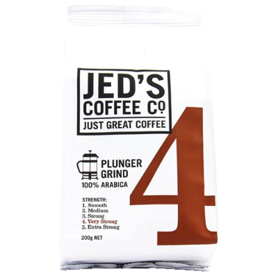 Jed's Coffee Co. #4 Very Strong Strength Plunger Grind Coffee 200g