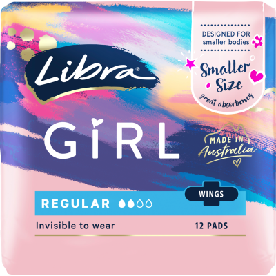 Libra Girl Regular Pads With Wings 12pk