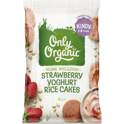 Only Organic Strawberry Yoghurt Rice Cakes 1-5 Years 60g