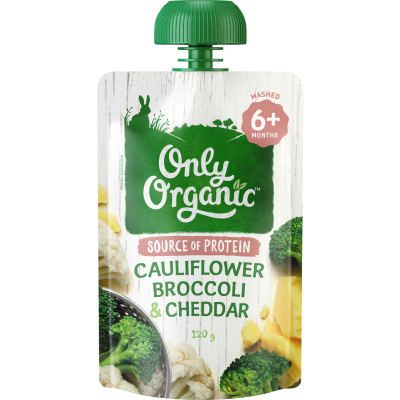 Only Organic Cauliflower Broccoli & Cheddar 6+ Months 120g