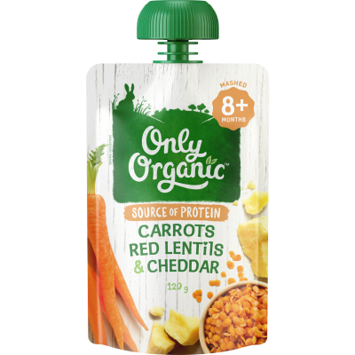 Only Organic Carrots Red Lentil & Cheddar 8+ Months 120g