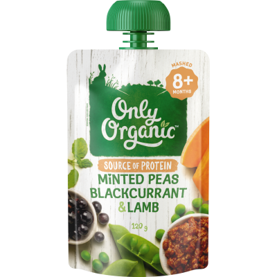 Only Organic Minted Peas Blackcurrant & Lamb 8+ Months 120g